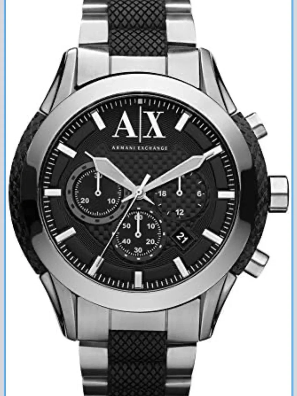 Armani Exchange Black and Silver Men's Chronograph Bracelet Watch